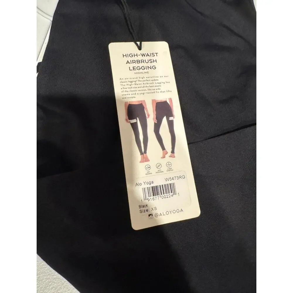 NWT Alo High Waist Airbrush Leggings Black Sports Gym Active Sports Size XS